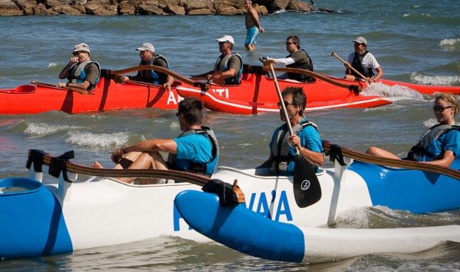 arrivée d'un Défi pirogue polynésienne séminiare eventsmed